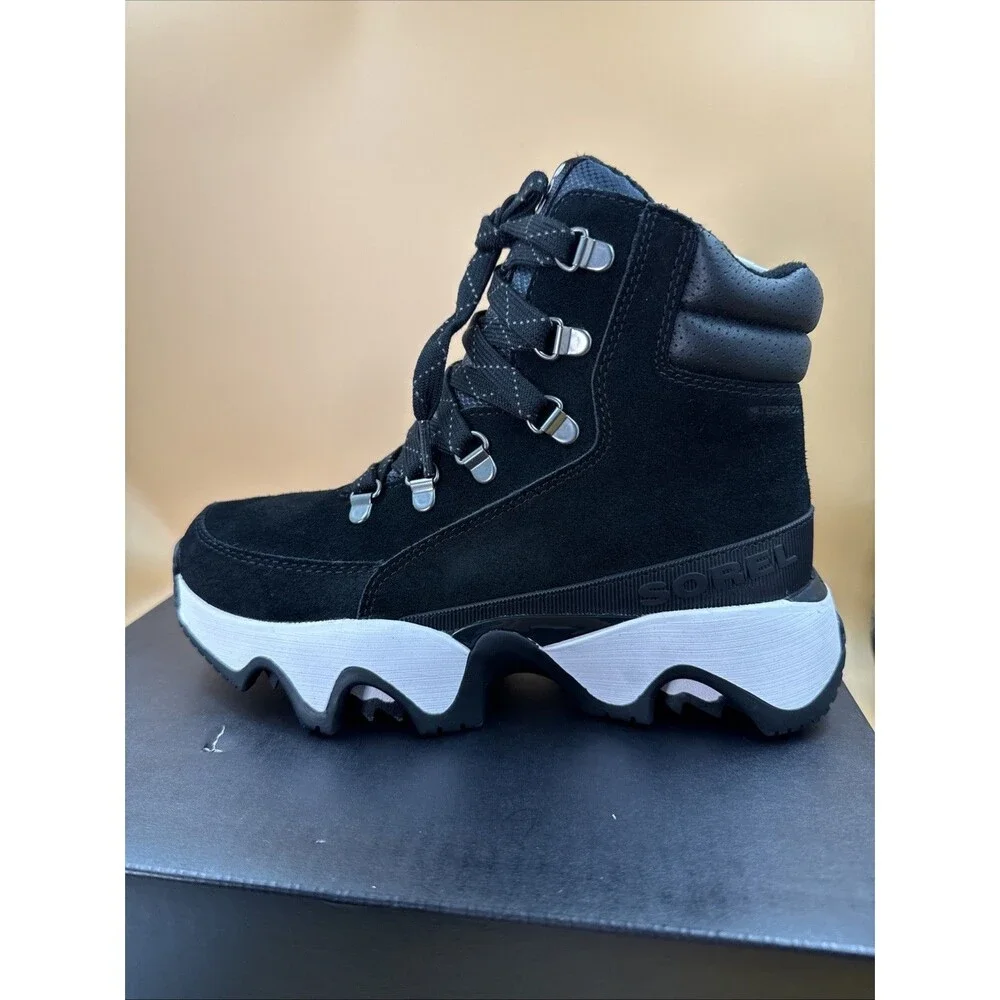 SOREL WOMEN'S KINETIC IMPACT CONQUEST PLUS WATERPROOF BOOT SUEDE BLACK SIZE 6